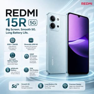 Redmi | 2026 new Redmi 15R 5G Smartphone 8GB+256GB 6.9 120Hz Display Dimensity 6300 6000mAh Battery 33W Charge 7.99mm Slim Design