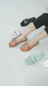 BELLEZA Chain Sandal Flat Wanita Sendal Selop Cewe Bahan Premium Model Terbaru Kekinian
