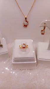 Set Perhiasan Anak Perempuan Hello Kitty 06 KalungGelangAntingCincinTitanium Anti Karat dan Tahan Lama Premium Quality AA020