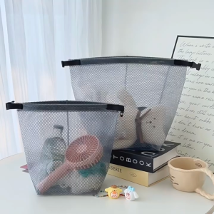 ONE-C1303 Tas Jaring Transparan Dengan Pegangan Pouch Kosmetik Anti Air / Tas Travel Besar Kecil