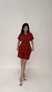 [iludirafashion] OS004 Bielle One Set Atasan Kerah Celana Pendek Setelan Wanita Kasual Korean Style