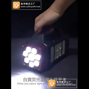 Senter LED Multi-fungsi Darurat Luar Ruangan Portabel USB Isi Ulang Berkepala Dua Lampu Putih Kuning Lampu Senter Dengan Lampu Samping Berkemah Silau Senter Surya Dapat Digunakan Sebagai Harta Pengisian Daya