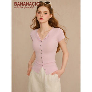 BANANA CICI | Retro Breathable Short Sleeve Fitted Linen Shirt