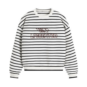 Loopsoon | Stylish Chain Embroidery Striped Sweater