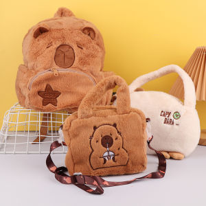 CISWGE Capybara Sang Trọng Ba Lô Kawaii Plushie Búp Bê Túi Lông Trẻ Em Của Túi Vai Túi Mini Ba Lô Túi Quà Tặng Cho Bạn Gái