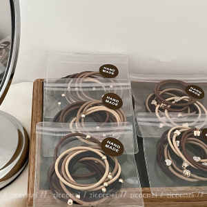 Bộ 10 Dây Buộc Tóc Kim Cương Pha Lê Hình Trái Tim Đơn Giản Kiểu Hàn Quốc Dây Buộc Tóc Hàng Ngày Hạt Trang Trí Vàng Dây Buộc Tóc