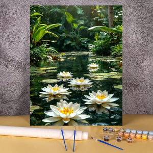 BILIBILI | Paint By Numbers Lotus Flower DIY Digital Oil Painting Crafts Supplies Adults Kit for Adults Wall Decor Living Room