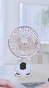 Quạt Tích Điện Xoay Tự Động 125˚ 6 inch Liên Tục 15h 6 Cấp Độ Gió Đèn LED Sáng ẤM Chữ U W01