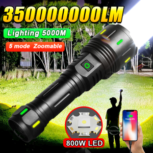 2025 Most Powerful LED Flashlight 3500000LM Super Bright Long Shot 5000m Torch USB Rechargeable Powerful Flashlight Camping Lamp