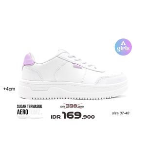 Aerostreet 37-40 Leona Putih Lilac - Sepatu Sneakers Casual Sport Pria Wanita Aero Street