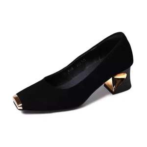 #621 French Retro gold metal shallow mouth style heels