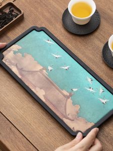 Confucian Absorbent Tea Tray Small Quick-Drying Pot Tray Tea Table Chinese Fad Retro Kung Fu Tea Utensils Draining Tea Tray
