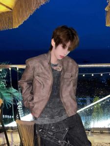 LIUBU | Retro Brown Aged Leather Jacket