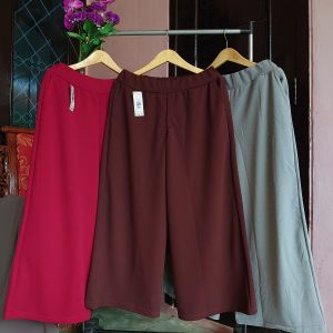 COD KULOT BIG ALL SIZE 5XL fit BB up to 80-100+kg & Bisa BUMIL / Warna Banyak ~ CREPE PREMIUM Tebal & Melar / Paha & Pinggang Longgar celana panjang wanita/bawahan kasual muslimah/loose pants/super jumbo XXXXL