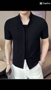 Áo thun áo thun nam tay ngắn kiểu dáng cổ đứng lịch lãm sang trọng chất vỉa mềm mịn hàng cao cấp - H73