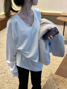 LUOFEN | New Lazy Chic Pure Cotton Long Sleeve T-Shirt for Ladies Fall
