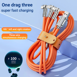 Android Apple Type-C new rotating three-in-one USB fast charging data cable⚡PH deliveryIn stock⚡