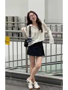 YUEZHONGWEI | French Collar Linen Silk Long Sleeve Sun Protection T-Shirt Women Summer Thin Loose Air Conditioning Shirt Top Breathable Moisture Wicking