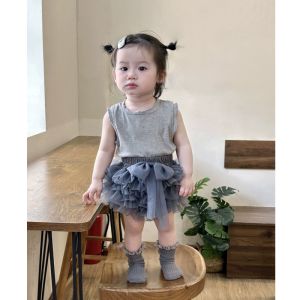 น่ารัก เด็กผู้หญิง ฤดูร้อน ผ้าฝ้าย โพลีเอสเตอร์ ชุดสองชิ้นอ้วน กระโปรงชั้น เสื้อท่อนบน เด็กทารก ชุด หวาน สไตล์เสื้อผ้าเด็กทารก