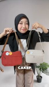 Tas Selempang Pria Miskha Casual Kanvas Modern Multifungsi dengan Pin Random