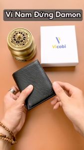 Ví Nam Đứng Da Bò Damon Vicobi N2 đựng thẻ name card ATM CMND GPLX cà vẹt bằng lái mới - cũ