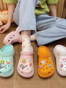 Limitless Sendal Fuji Viral Wanita Selop Wedges Platform Karakter Jibbitz