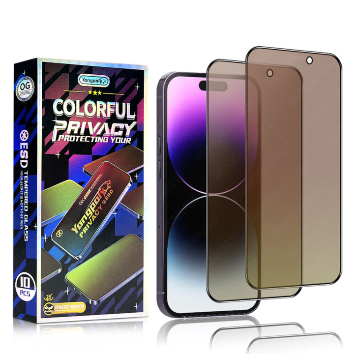 Black Border Full Privacy Tempered Glass for IPhone 15 Pro Max 14 - Main Image