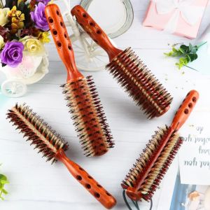 Premium Boar Bristle Round Brush for Blow Drying Round Hair Brush With Natural Wooden Handle For Women Styling Roller Brush