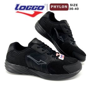 SEPATU LOGGO SPORTS PHYLON VERYMOCH 05 / 08 (36-40) SEPATU ANAK SEKOLAH LAKI LAKI HITAM POLOS SNEAKERS SPORT