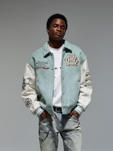 Wool Heavy Embroidery Loose Baseball Jacket