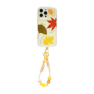 UFULL Autumn Maple Leaf Illustration Silicone Phone Case for Apple 17ProMax iPhone 16 Full Cover 13 New 14ProMax Womens Style