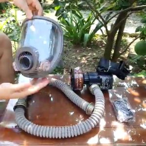 Mặt nạ phòng độc phun thuốc trừ sâu có quạt trợ khí không mờ làm mát tặng bộ đồ phun hóa chất có bảo hành