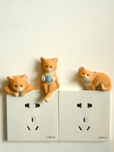 Miếng Dán Nút Ổ Cắm Hình Mèo 3D Dễ Thương Trang Trí Phòng Khách Đèn Tường Sáng Tạo Bảo Vệ Ổ Cắm Điện Vật Dụng Trang Trí Nhà