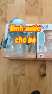 Bình nước cho bé bình nước có ống hút bình tập uống cho bé bình nước chống sặc chống đổ 240ml Kichilachi (không BPA) hình khủng long