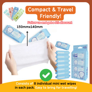 SG Mini Pocket Wipes Soft Wet Tissue 8 packs/bag Portable Baby Safe Wipes