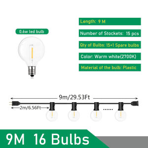 110V/220V Outdoor String Lights LED G40 Festoon Fairy Patio Garland Lamp Wedding Street Camping Garden Party Decoration Lights