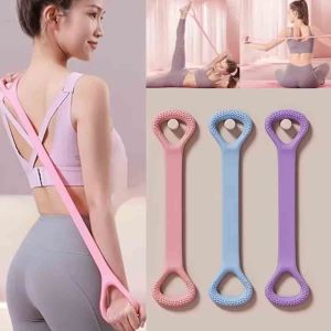 Thickened Silicone Figure 8 Pull Rope High Elastic & Break-Resistant Back Stretcher for Yoga Fitness and Body Shaping