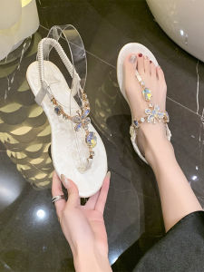 Roman Beach Flat Sandals Womens Fairy Style Summer Outdoor Wear Diamond Accented Skirts Cardhu Low Cut Slip-On Casual Shoes