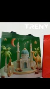 TRENY Eid Mubarak Non-woven Tote Bag Castle Moon Star Pattern Gift Packaging Bag Islamic Muslim Festival Party Supplies