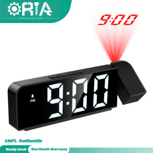 ORIA Projection Alarm Clock Bedside Digital Clock with Projector Snooze 4 Brightness Levels 7.9 inch Large LED Screen Desk Clock for Bedrooms Home Office