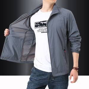 Summer Quick-Drying Ice Silk Sun Protection Clothing Men Stand-up Collar Thin Outwear Outdoor Breathable Mens Sun-Protective Clothing Coat Jacket