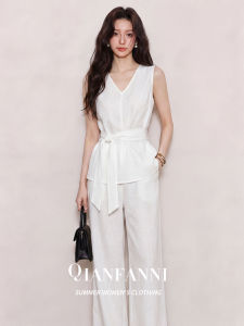 QFN | Vintage Summer Style Womens High Waist Belted Set
