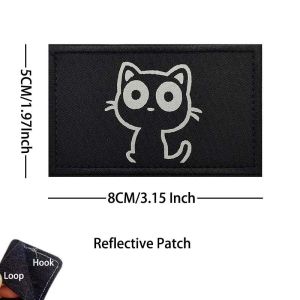Cartoon Patches Hook and Loop Pussycat Clothes AppliqueReflective Cats Glow on The Dark tactical Badge For BackpackHelmet