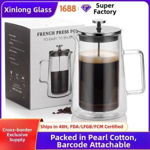 Heat-Resistant Double-Layered Insulated Glass Coffee Pot