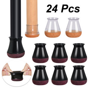 24 Pcs Chair Leg Floor Protectors for Hardwood Floors Silicone Chair Caps Covers Furniture Pads Sliders w/ Wrapped Felt Bottom