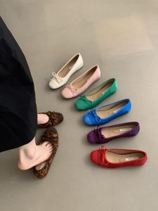 Womens Spring Autumn Thick Bottom High Top Single Shoes Blue Butterfly Knot Soft Evening Wind Fairy Ballet Shoes Slip-On round Toe
