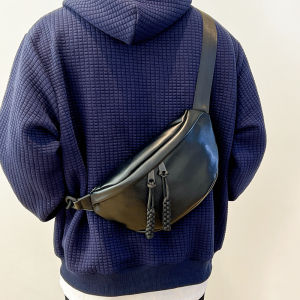 Trendy Brand Chest Bag Mens Minimalist Waterproof PU Leather Messenger Bag K-style Motorcycle Bag Men Backpack Casual Shoulder Bag Trendy Women