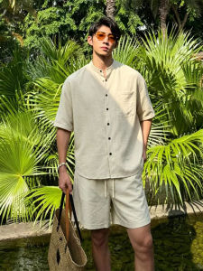 OUMULONG | Bộ Đồ Nam Mùa Hè Vintage Linen Cotton