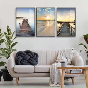 3 Pcs Wall Art Living Room Wall Mural Gold Frames for Bedroom Ready to Hang Modern Luxury Wall Decor for Office