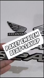 PAKET EMBLEM HONDA WINGS SAYAP + HONDA BEAT PAKET ISI 4 PCS AKRILIK STICKER MIRROR